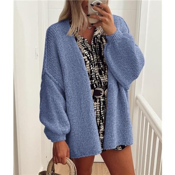 Womens Oversized Cardigan Sweaters Haze Blue - Picture 4 of 7